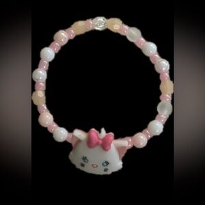 Cute Pink Aristocrats Marie Cat Beaded Bracelet for Kids
